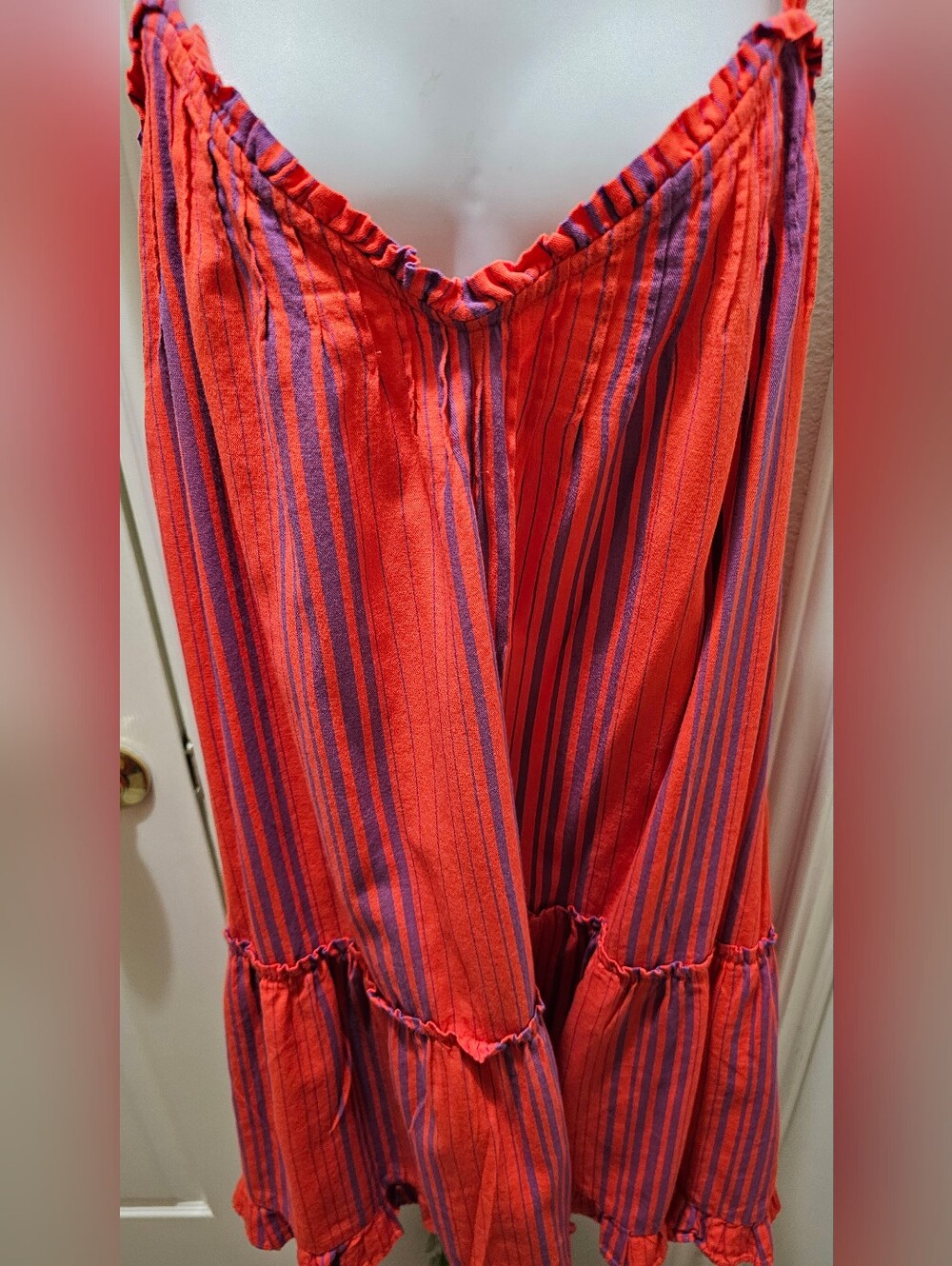 Universal Thread Bright Red-Orange and Purple Striped Summer Dress Size XL EUC - Picture 8 of 10
